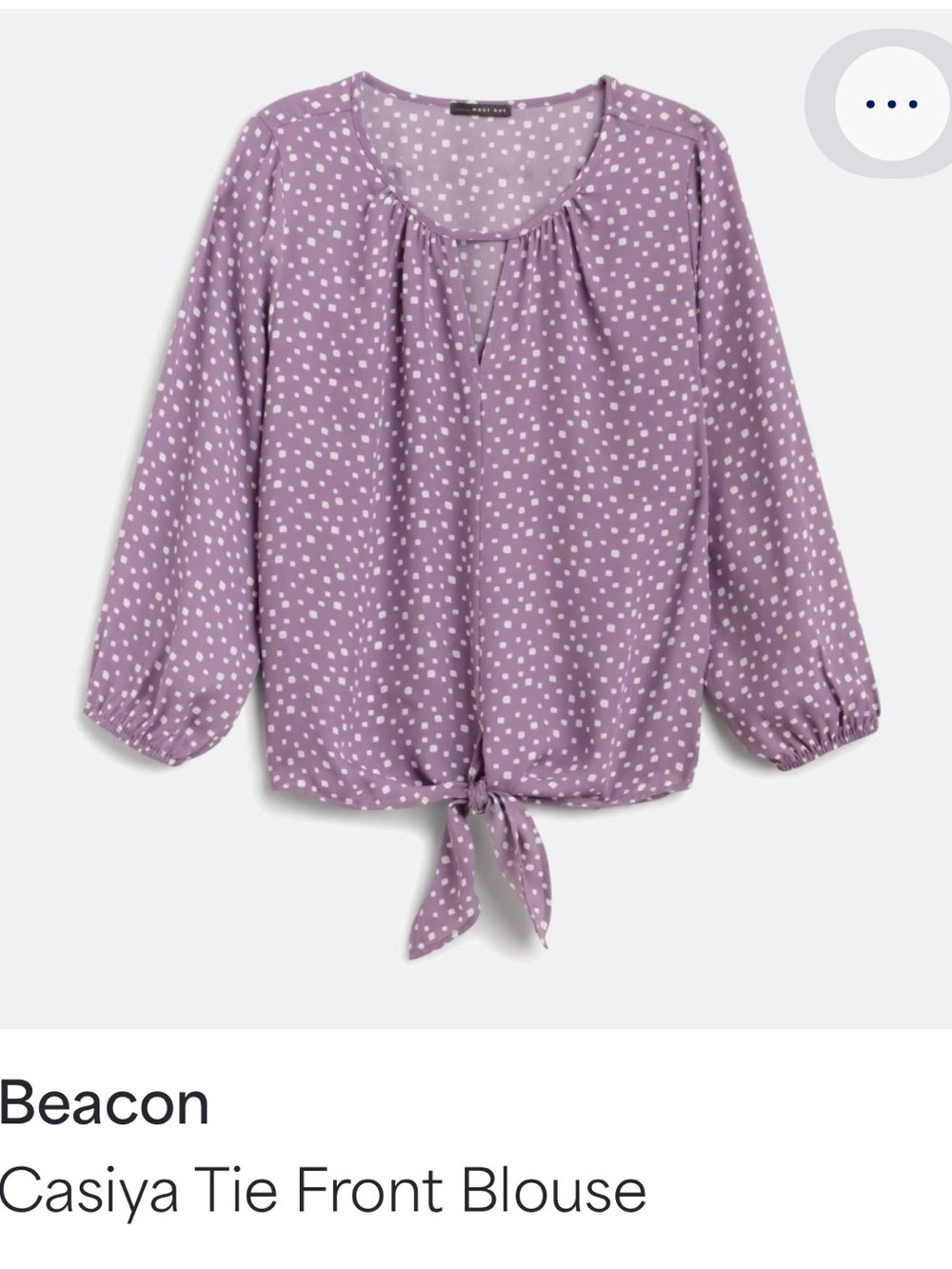 Beacon Lavender Dot Tie-Front Blouse